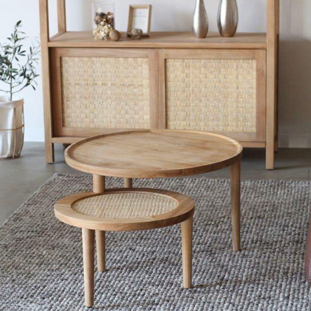 ノーウェアライクホーム KUURO ネストテーブル チーク材 ウッド テーブル