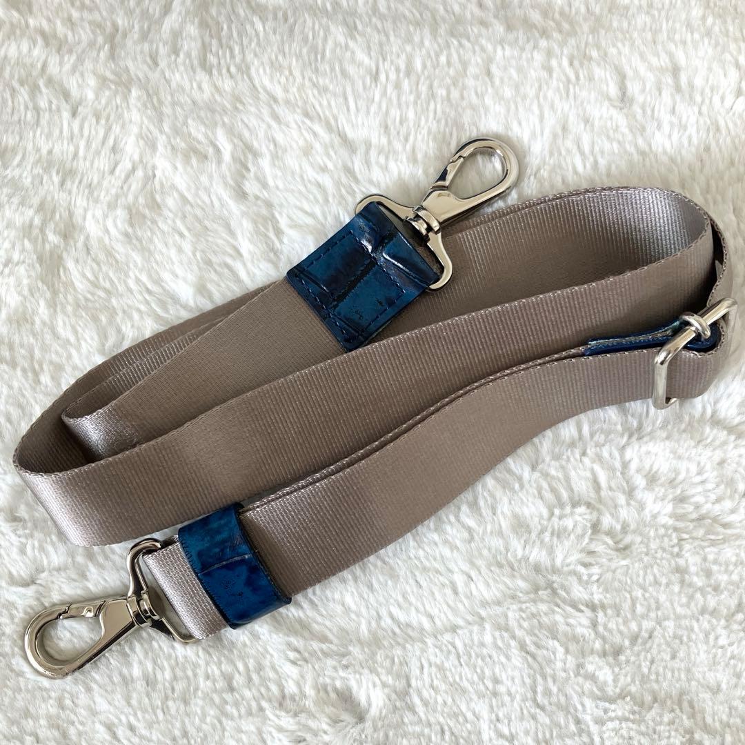 バジョルゴ 2way クロコ型押し ミニミニブリーフケースバッグ ロイヤルブルー