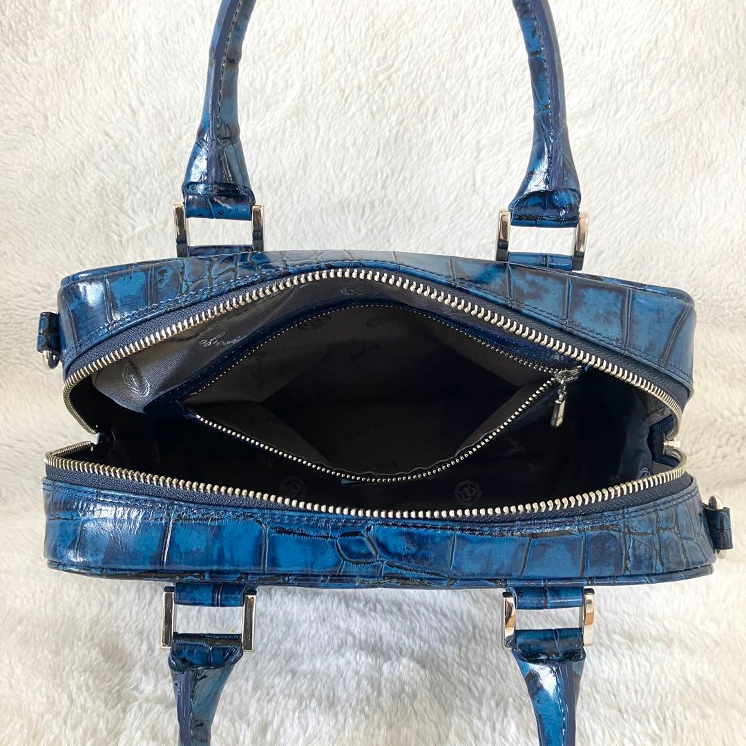 バジョルゴ 2way クロコ型押し ミニミニブリーフケースバッグ ロイヤルブルー