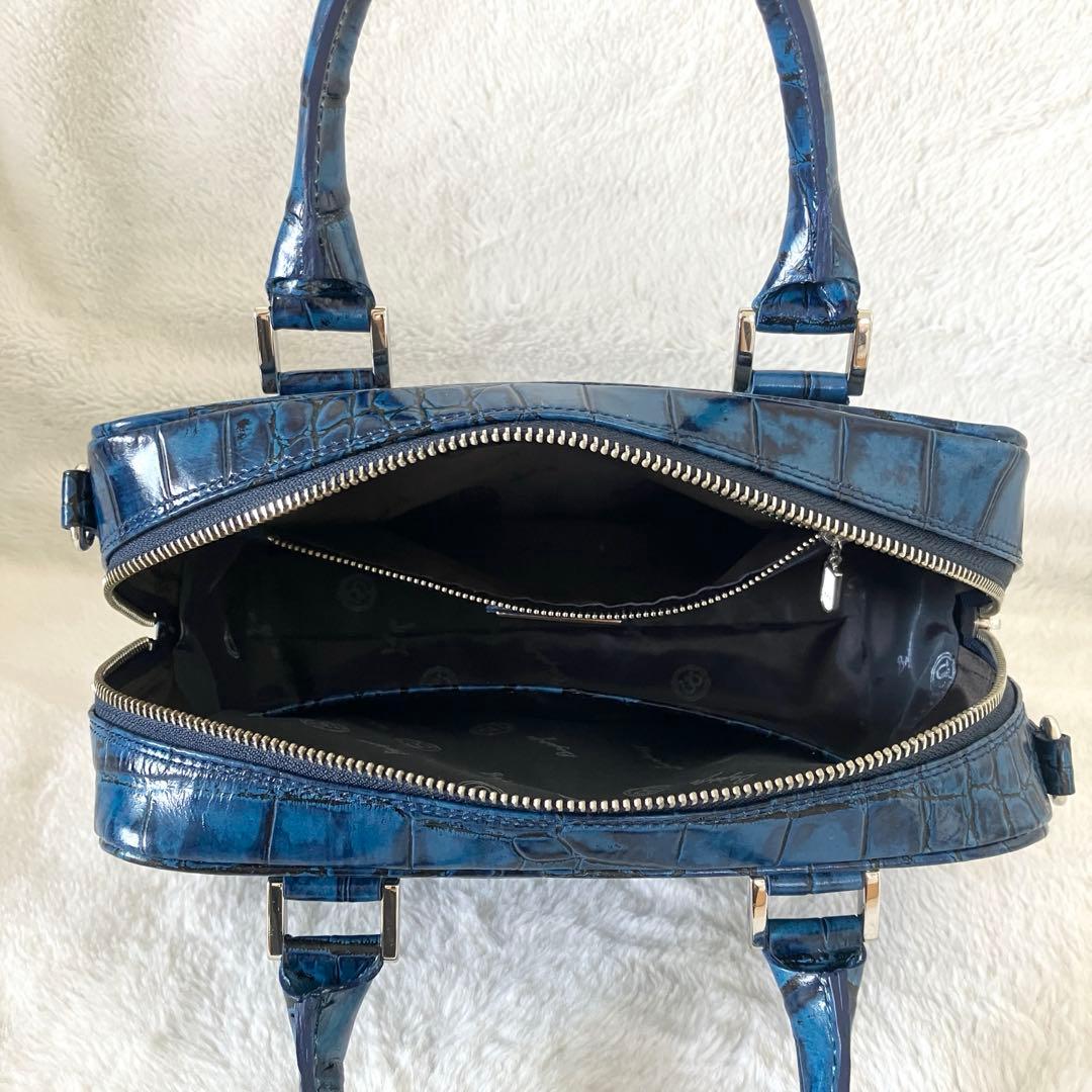 バジョルゴ 2way クロコ型押し ミニミニブリーフケースバッグ ロイヤルブルー