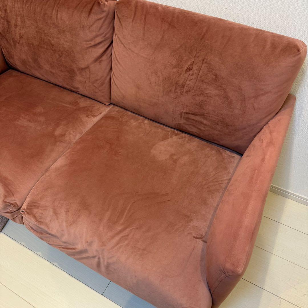 【今週発送のみ】ピンクベロア　ソファ 2人掛け