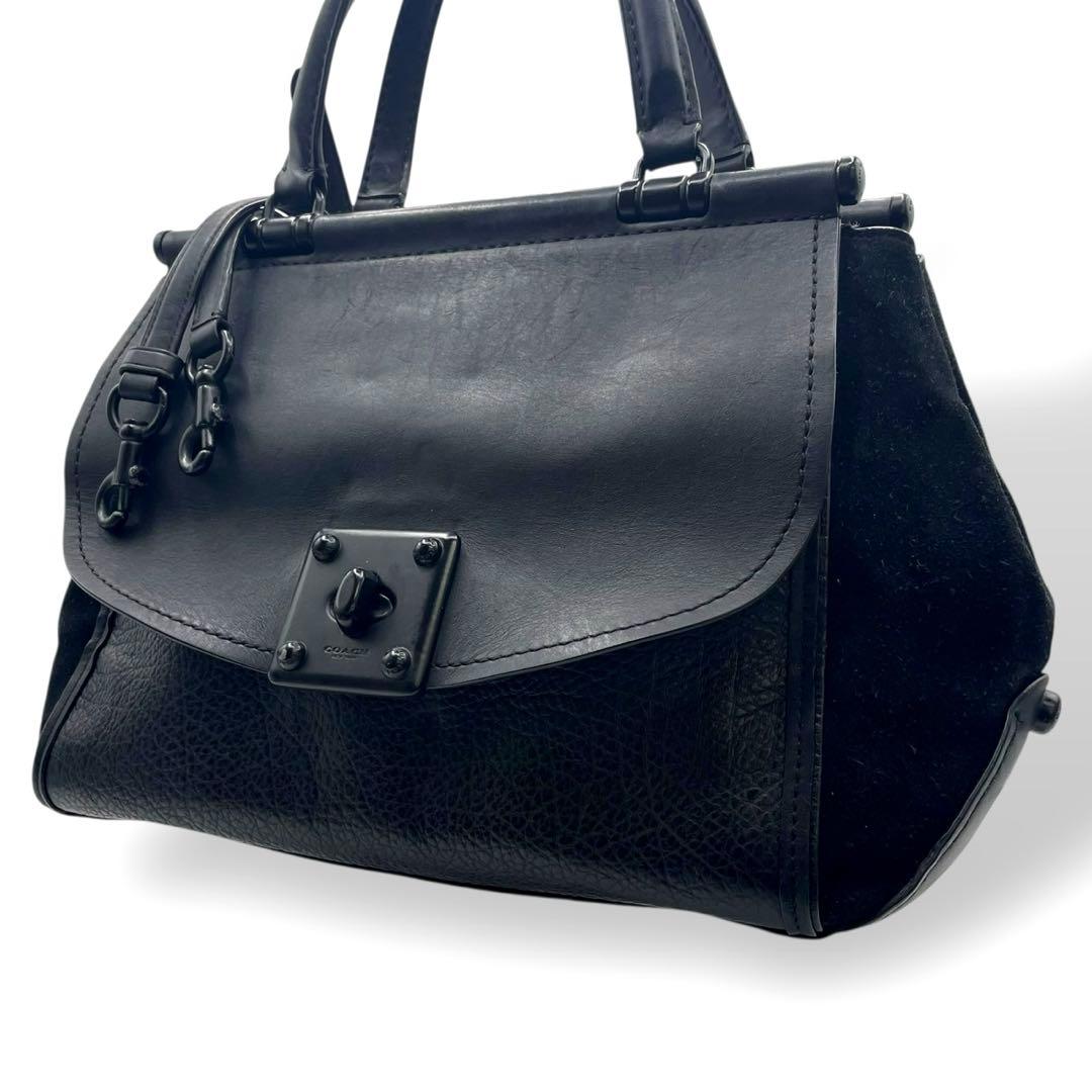 良品 コーチ 2way ショルダーバッグ ドリフター ターンロック レザー 黒