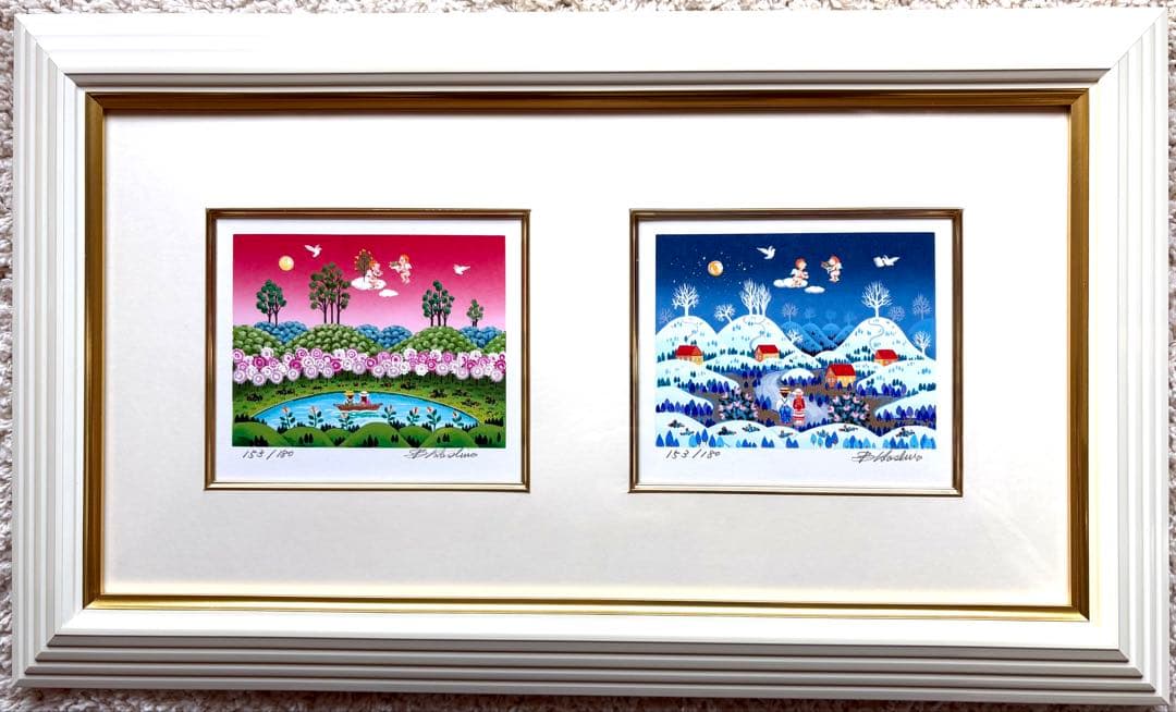 ビンカシワ　シルクスクリーン版画 2枚組セット ‼️希少価値❗️美品❗️