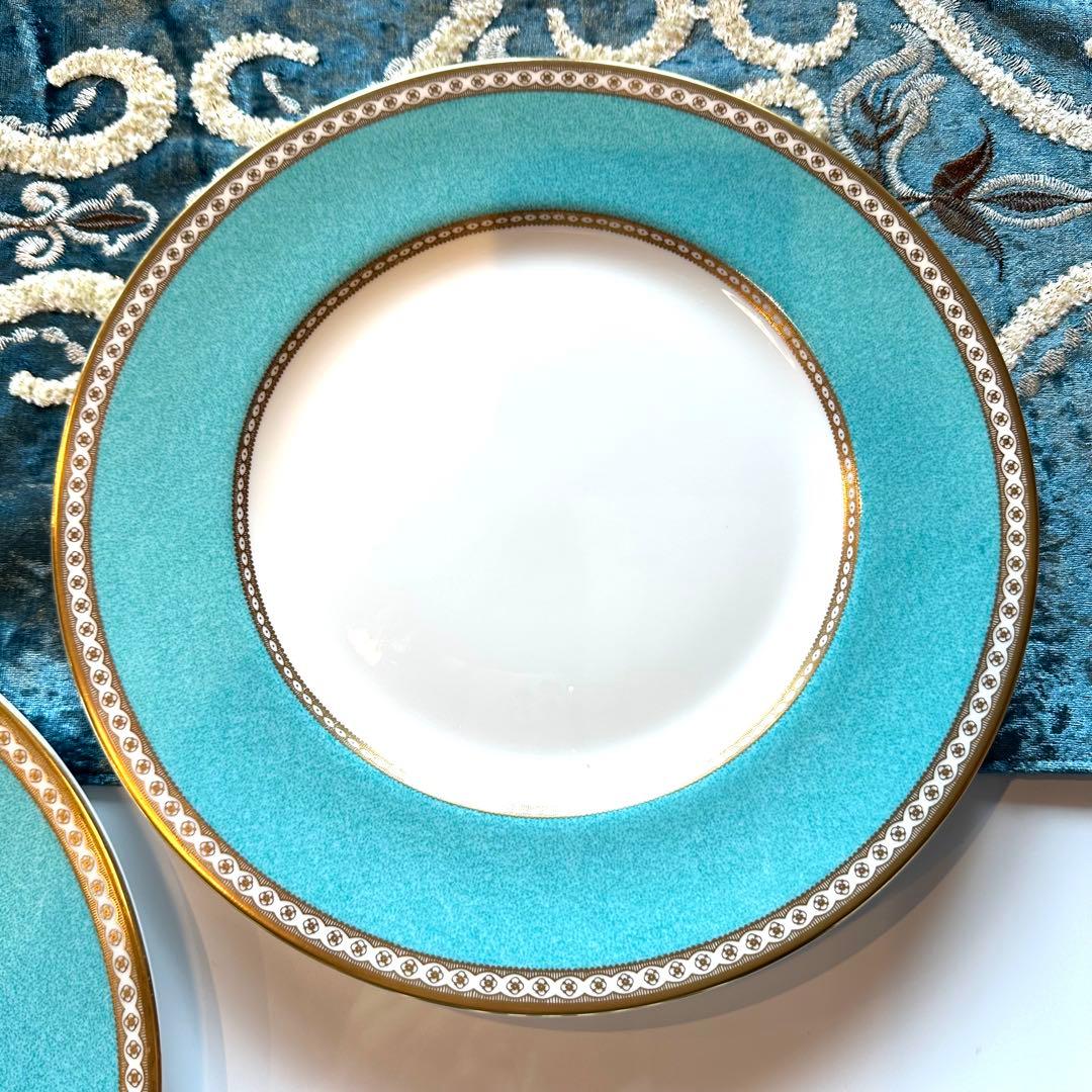ウェッジウッドユーランダー パウダーターコイズディナー皿27cm磁器2枚セット