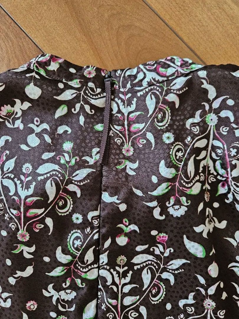 自由区　新品未使用タグ付き　size9 パネルプリント長袖ワンピース ブラウン系