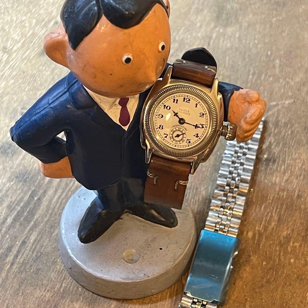 ヴァーグ ウォッチ coussin レザーmotoコラボ 希少文字盤 レディス