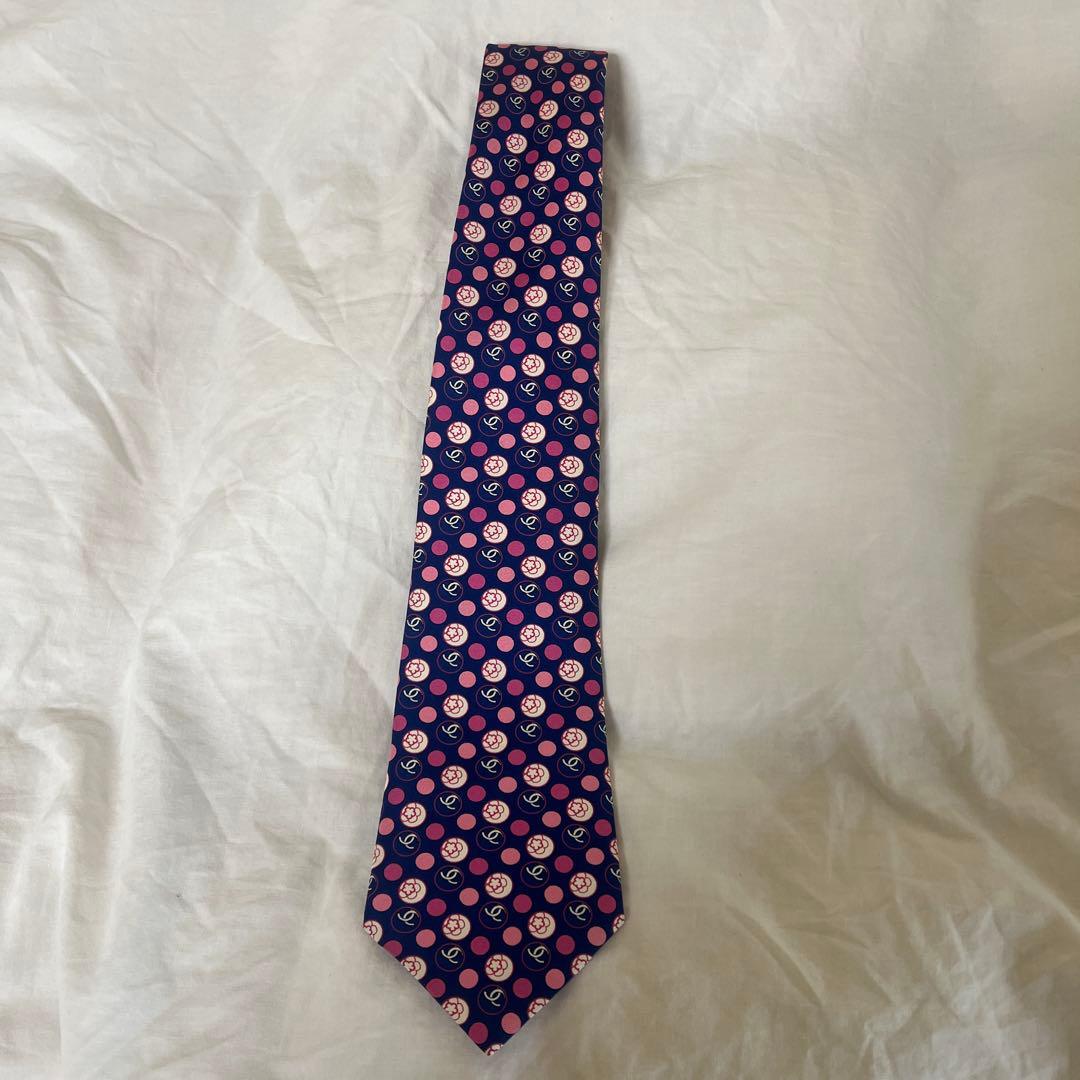 CHANEL シルク ドット柄 ネクタイ