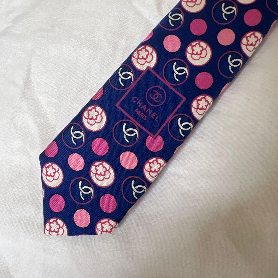 CHANEL シルク ドット柄 ネクタイ