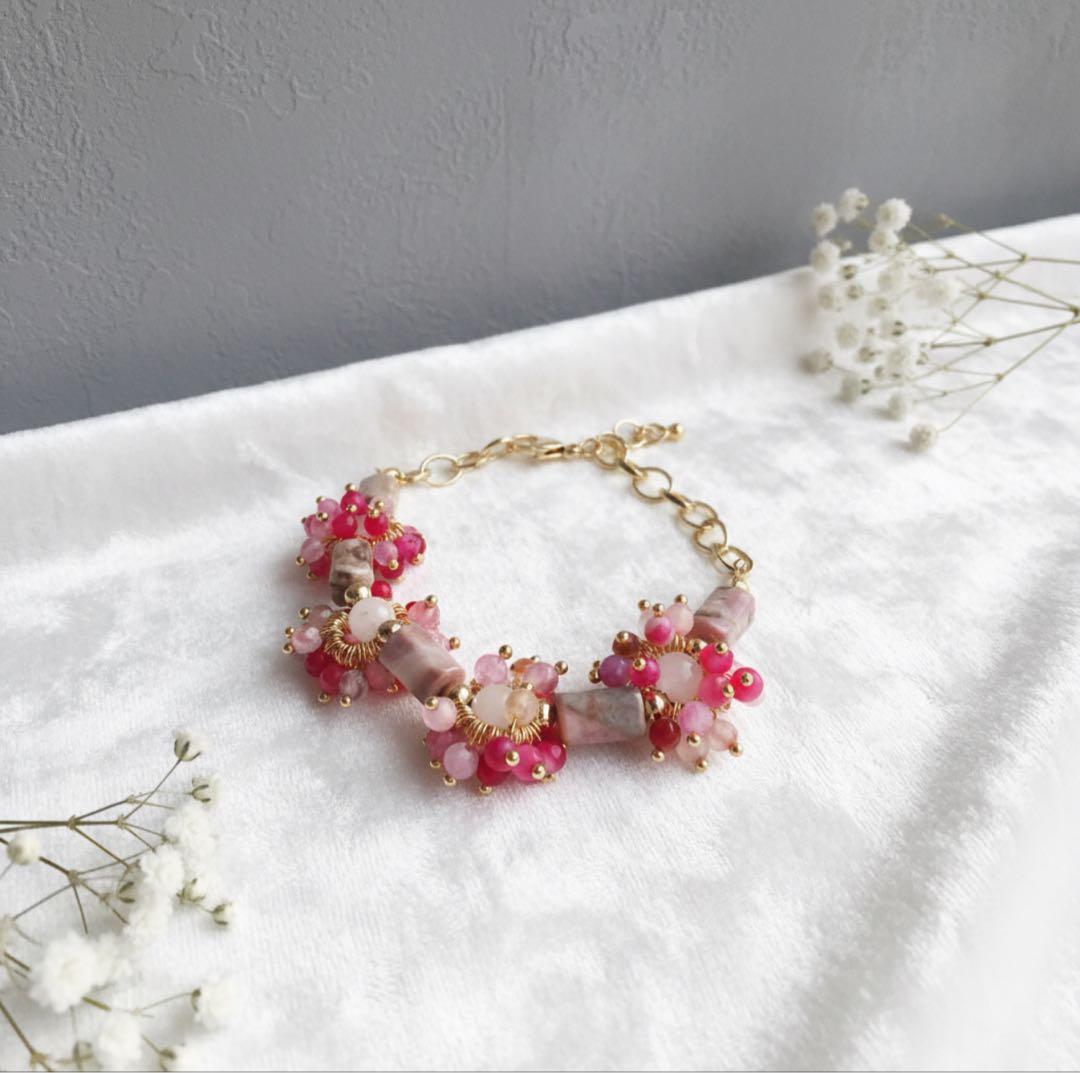 【Ruby】天然ケシパールのマンテルブレスレット