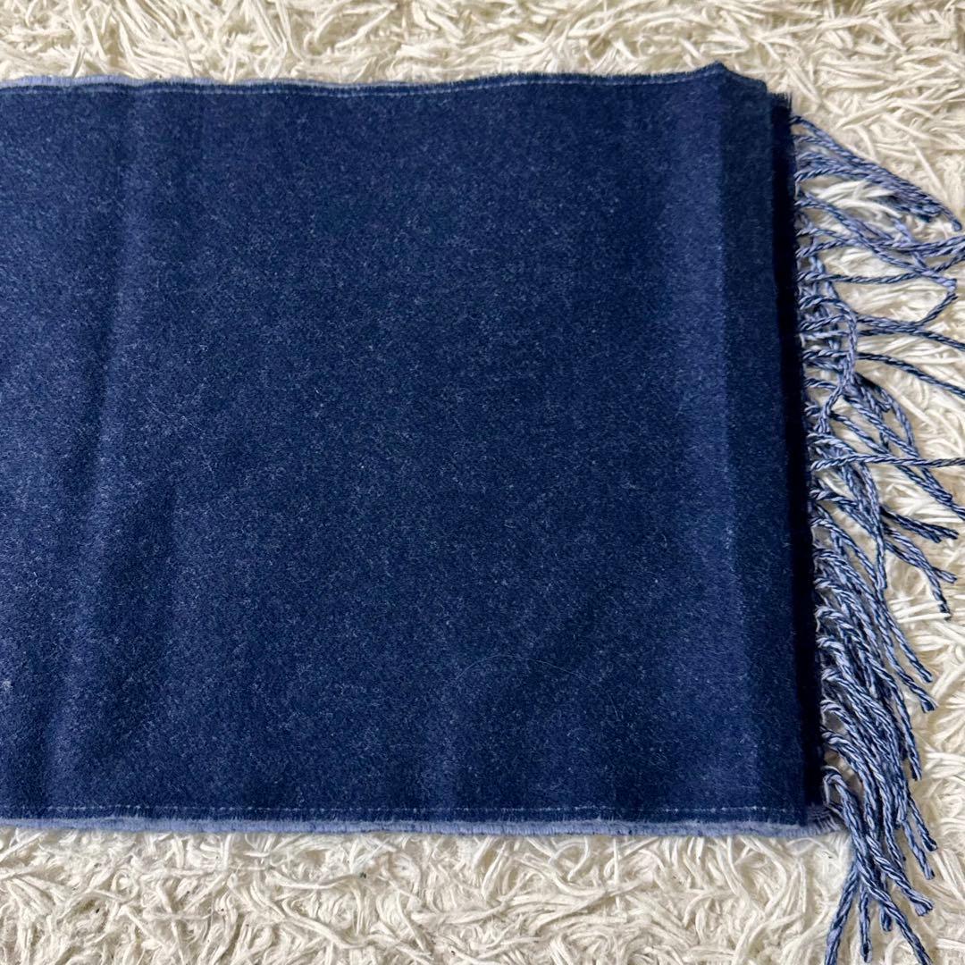 ロエベ　バイカラー　マフラー　アナグラム　ネイビー