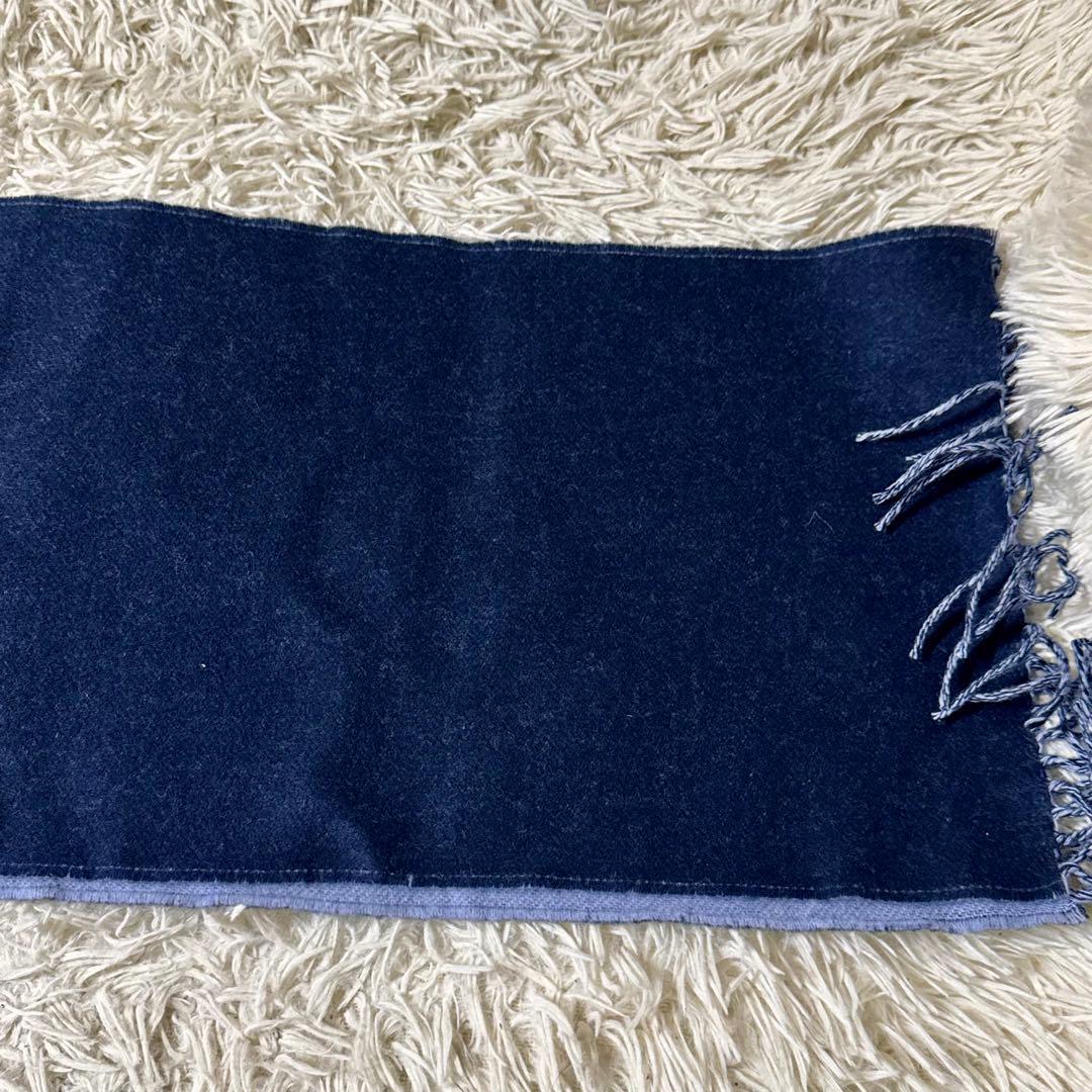 ロエベ　バイカラー　マフラー　アナグラム　ネイビー