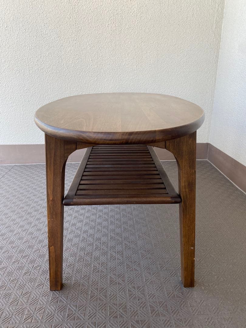 カフェ風 ローテーブル 北欧スタイル 楕円形 オーバル 中棚付 センターテーブル