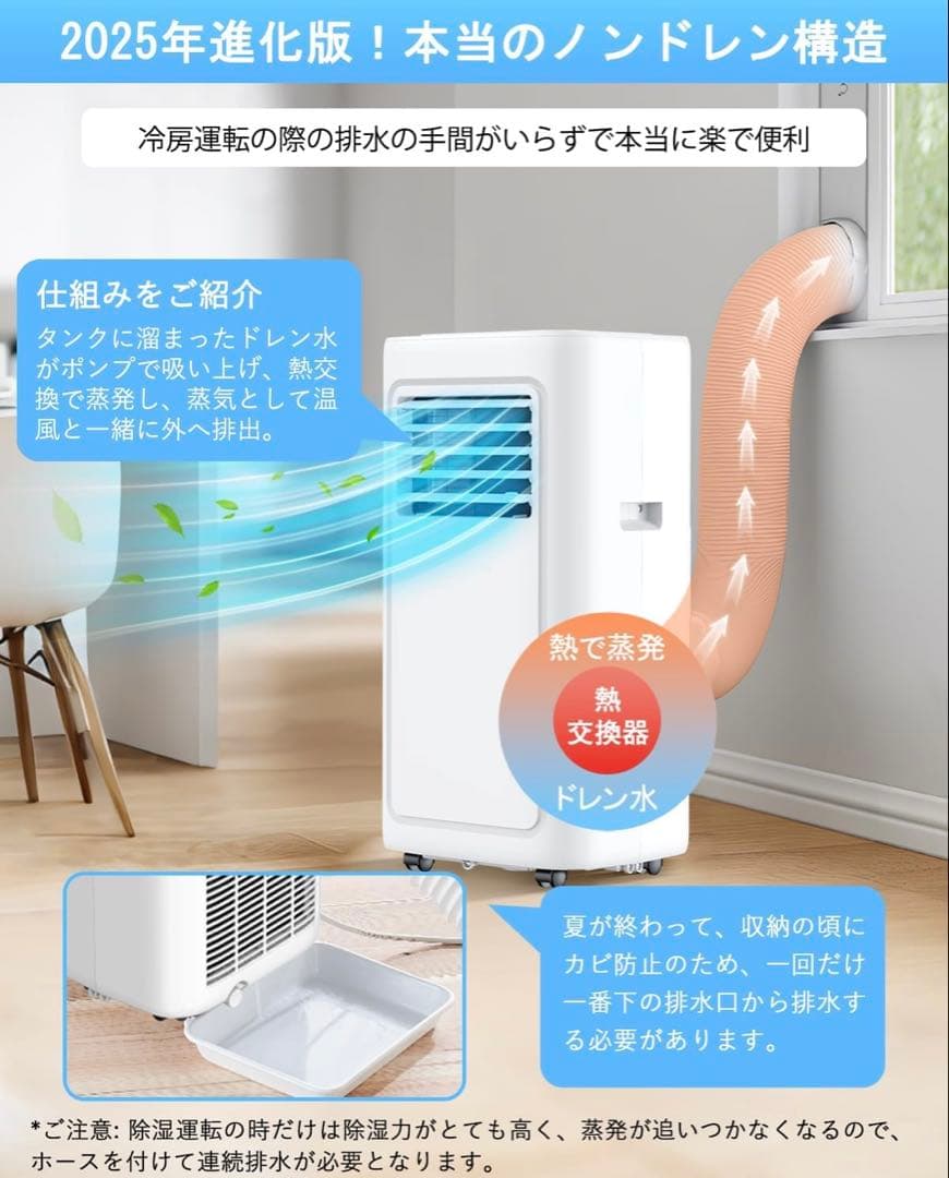 付属品付き 2025新型 JYWINA スポットクーラー 家庭用 移動式エアコン