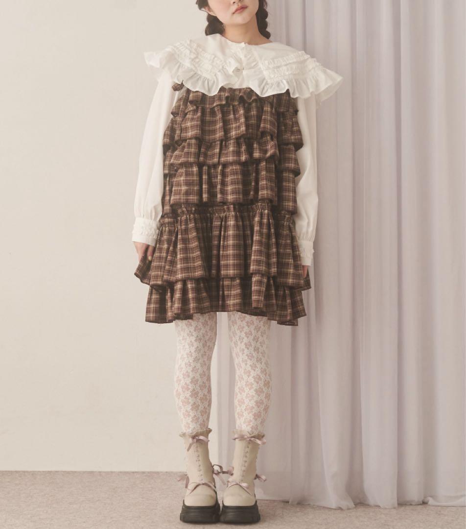 メリージェニー　merry jenny チェックホイップクリームミニワンピース