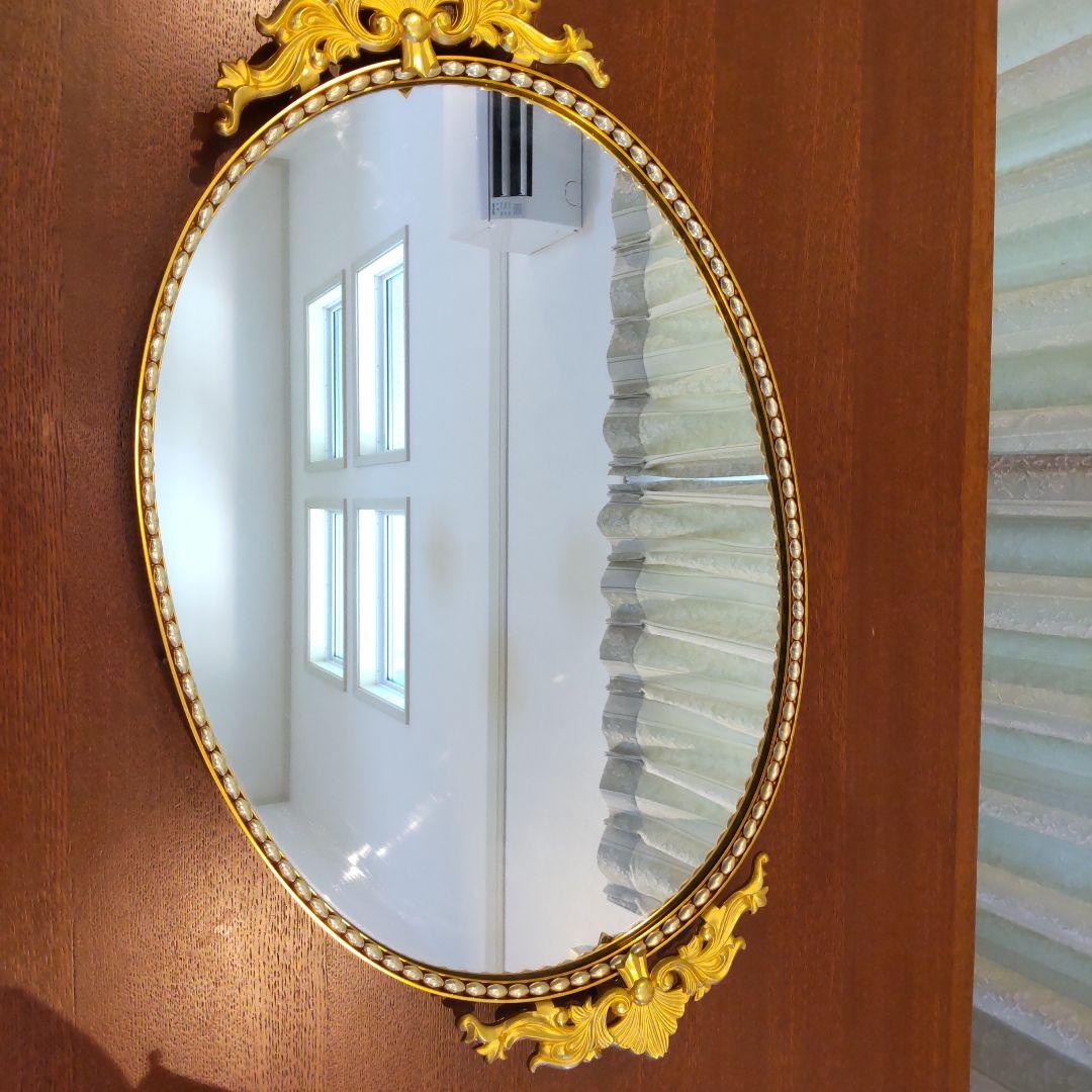 オ－バル型ヴィンテージミラーゴ－ルド