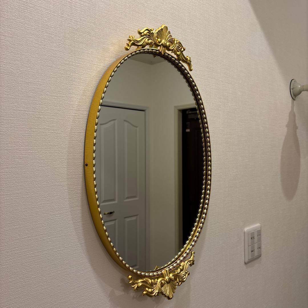 オ－バル型ヴィンテージミラーゴ－ルド