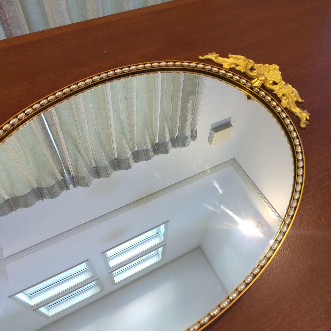 オ－バル型ヴィンテージミラーゴ－ルド