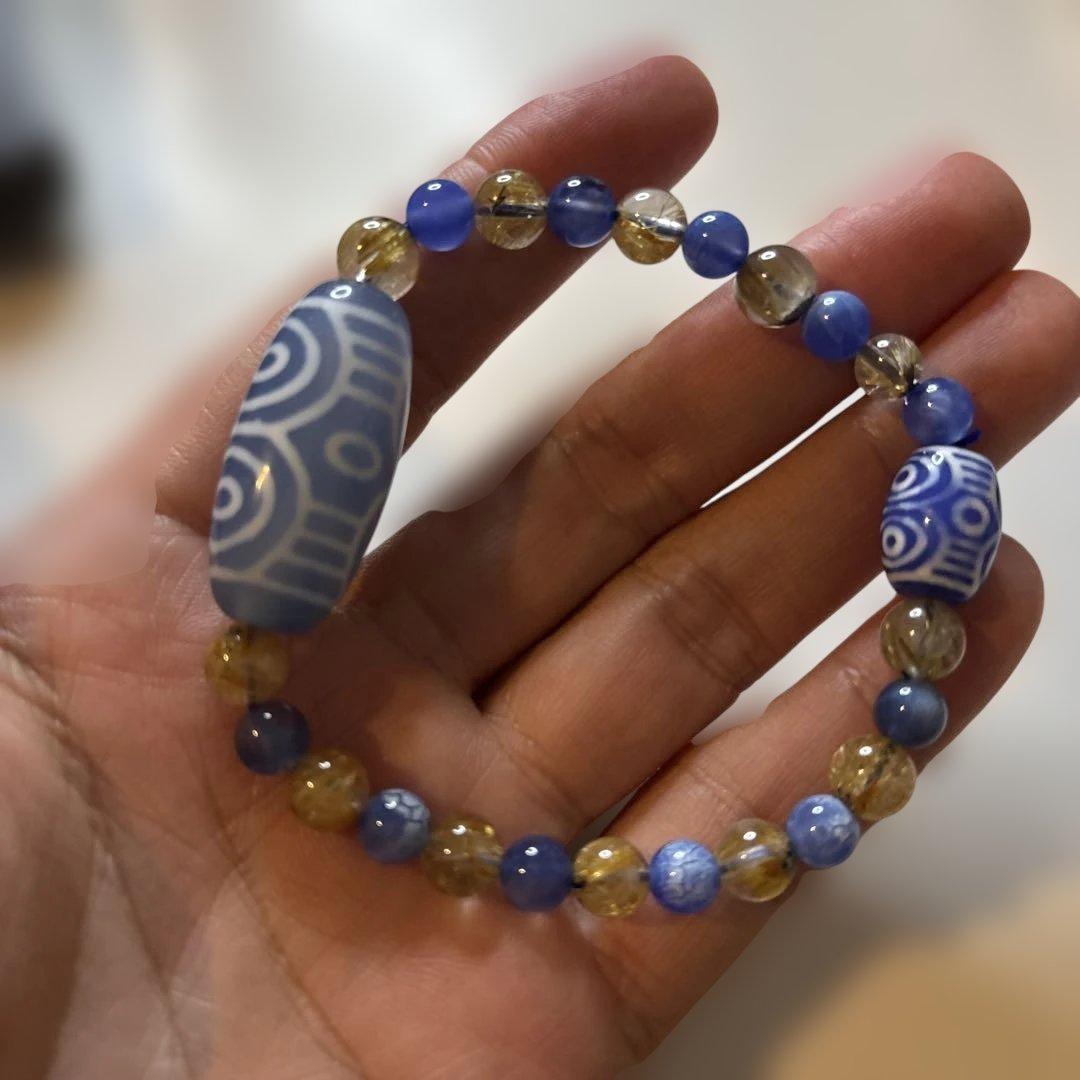 ちょっとーこんなの見たことない！ルチルイン老玉髄W龍眼天珠たん！