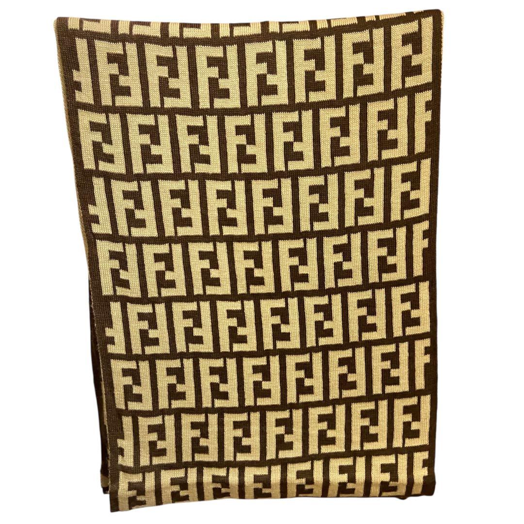 ✨ヴィンテージ美品✨FENDI ストール　ズッカ柄　ブラウン