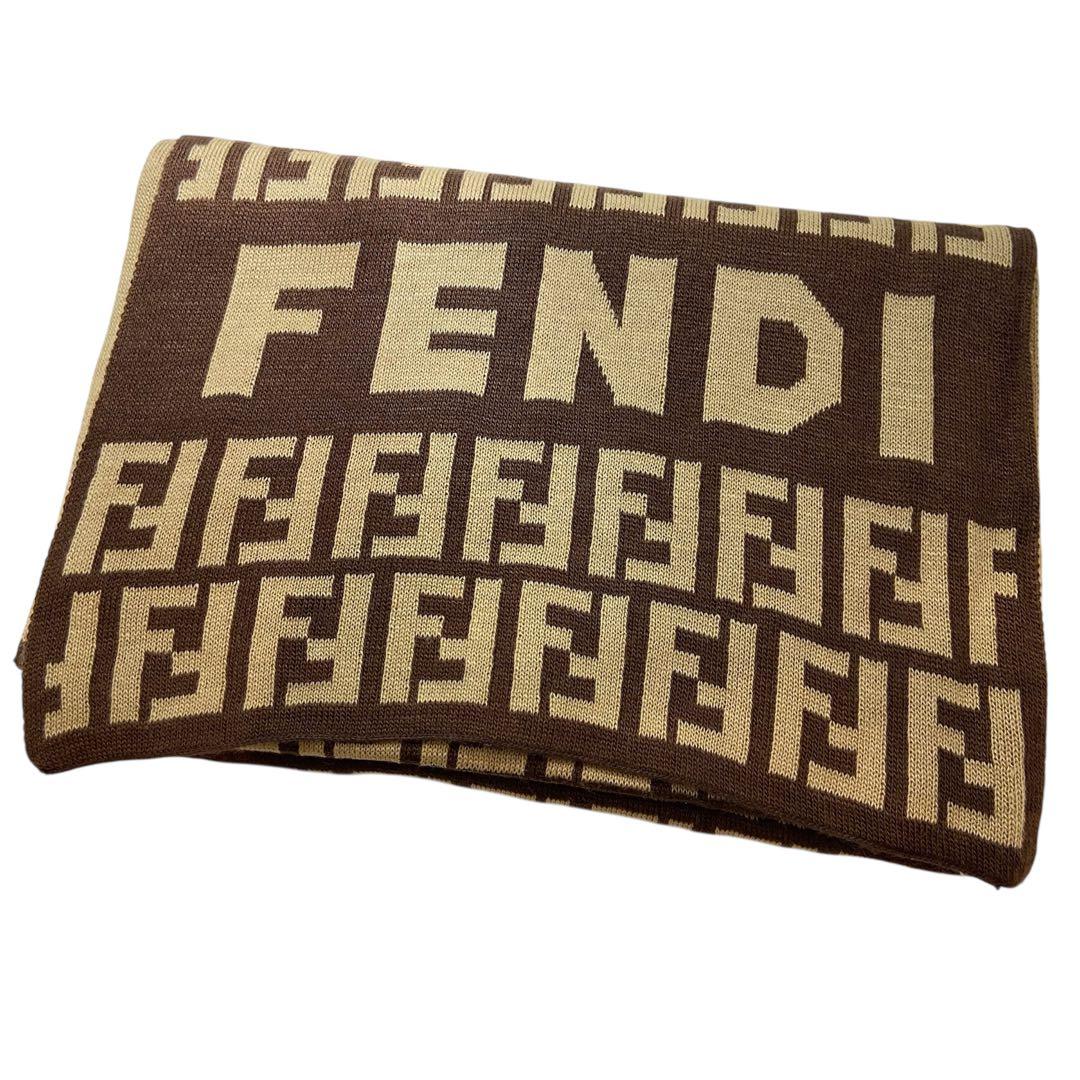 ✨ヴィンテージ美品✨FENDI ストール　ズッカ柄　ブラウン