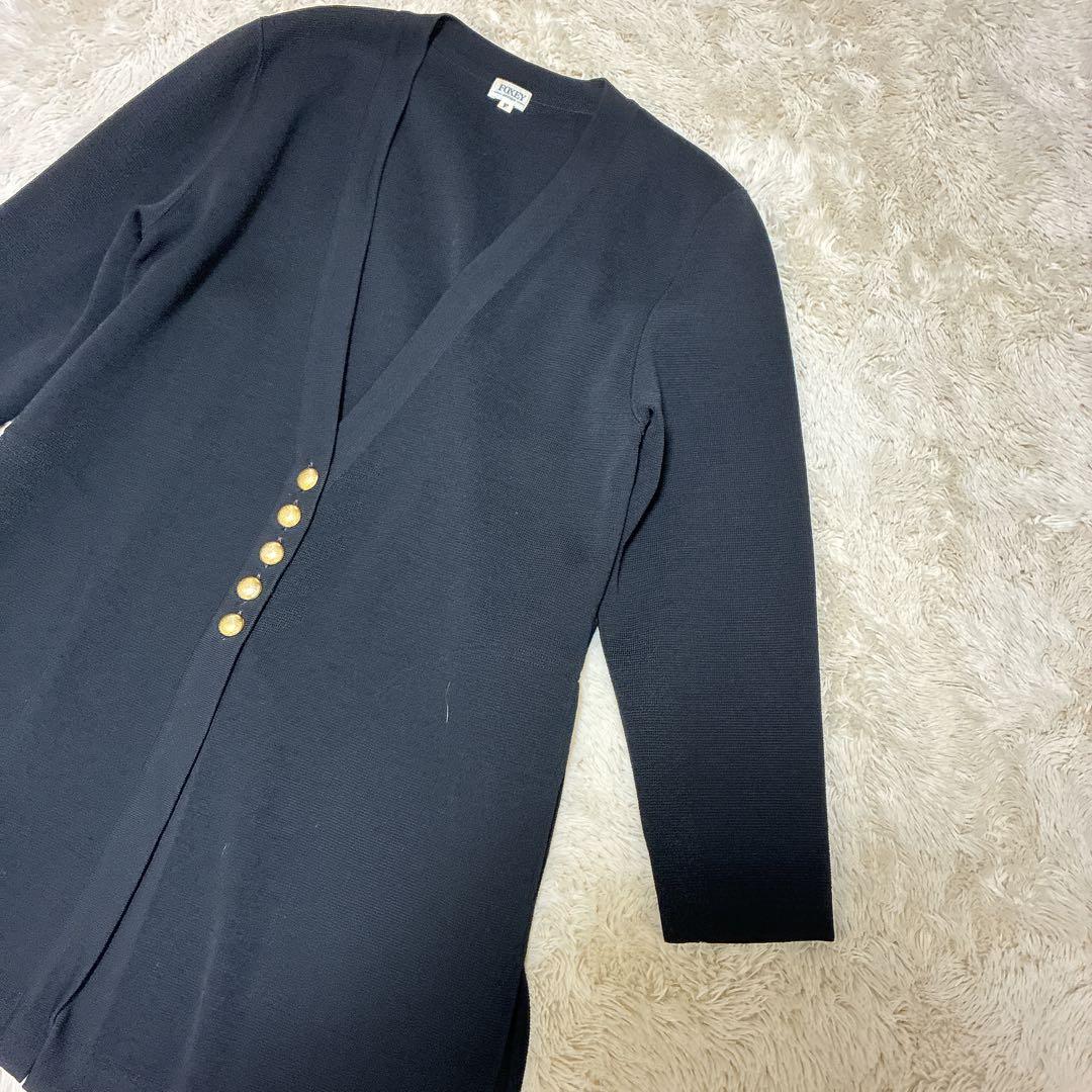 【極美品】フォクシー　ロングカーディガン　ジャケット　金ボタン　フリーサイズ