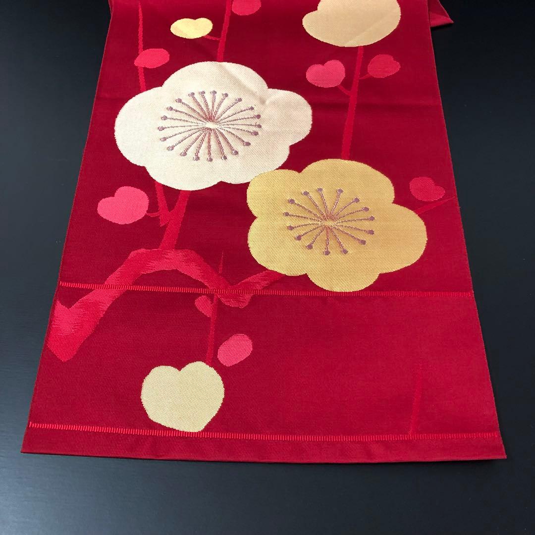 SO-767 名古屋帯 松葉仕立て 六通 八寸 正絹 梅 ハート カジュアル