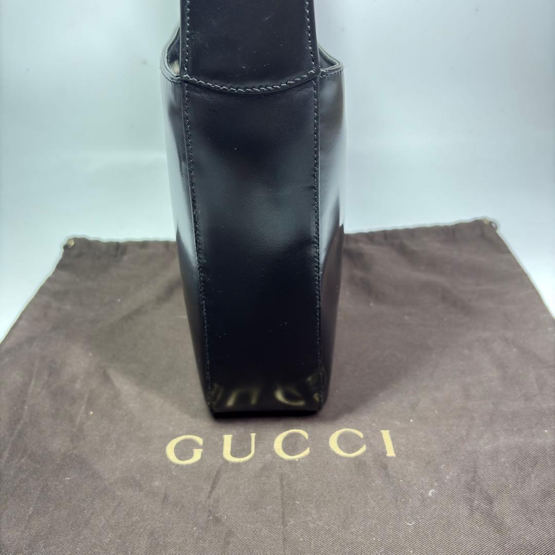 極美品　GUCCI グッチ パテントレザー ワンショルダーブラック　リペア済み