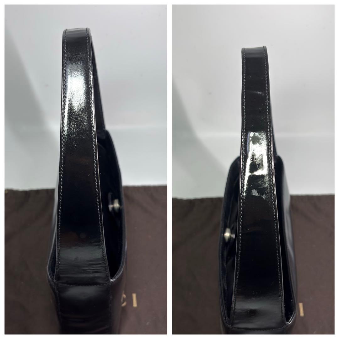 極美品　GUCCI グッチ パテントレザー ワンショルダーブラック　リペア済み