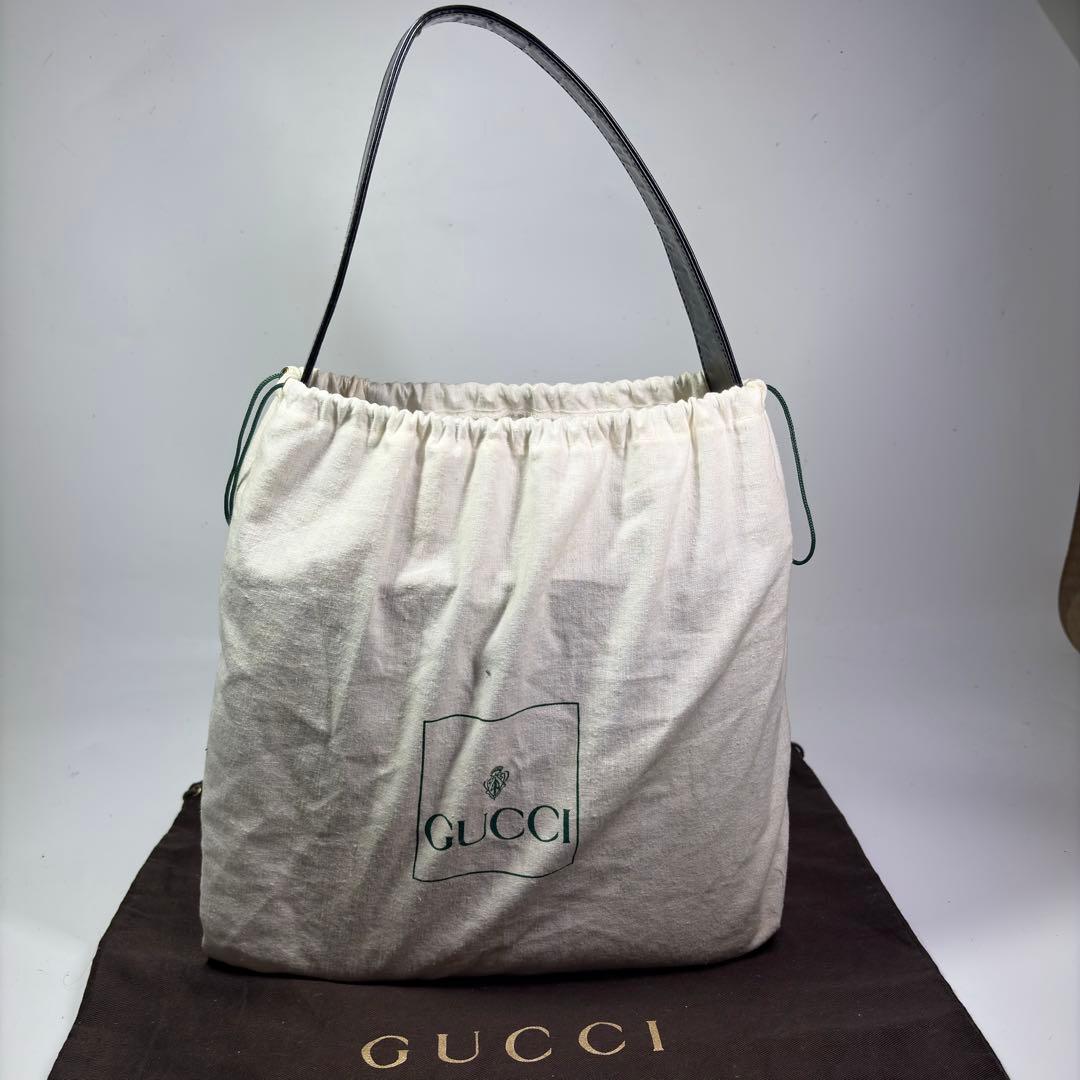 極美品　GUCCI グッチ パテントレザー ワンショルダーブラック　リペア済み