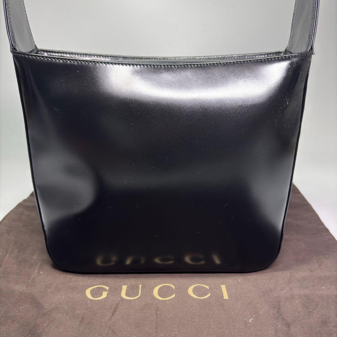極美品　GUCCI グッチ パテントレザー ワンショルダーブラック　リペア済み