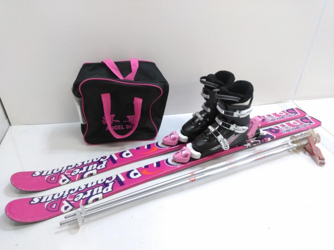 ジュニアスキー4点セット ピュアコンシャス 140cm ブーツサロモン22cm◇