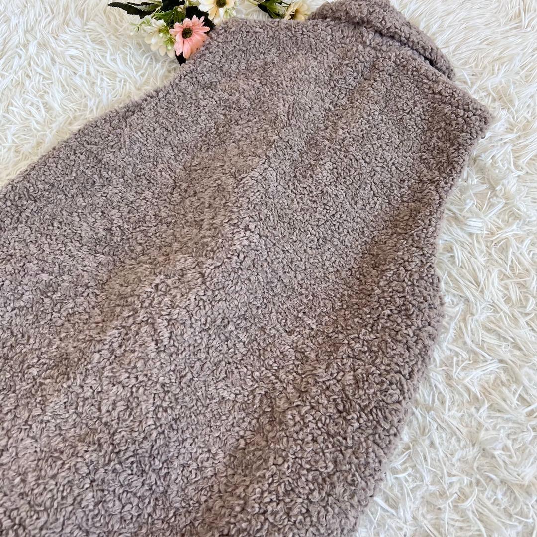 three dots スリードッツ プードル ボア テーラード ベスト ベージュ