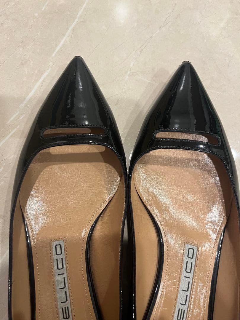 【美品】ペリーコ エナメル アネッリ フラットパンプス 黒 36 1/2