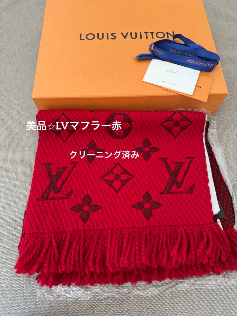 美品LOUIS VUITTON レッド マフラー