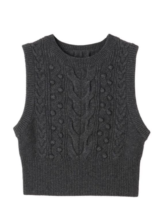 【完売商品】charol ポップコーンケーブルニットベスト