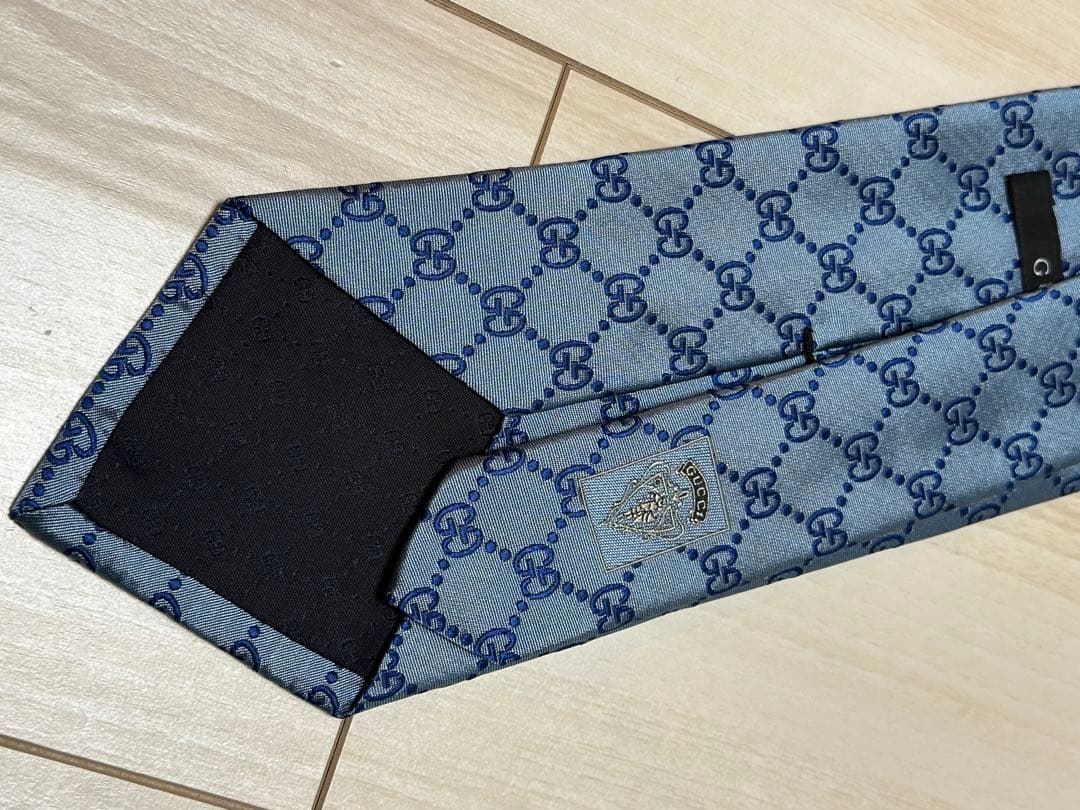 GUCCI ブルー GGパターン ネクタイ