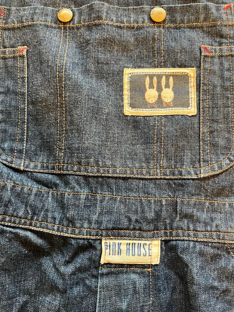 ピンクハウス　ウサギ刺繍 デニムオーバーオール　サロペット