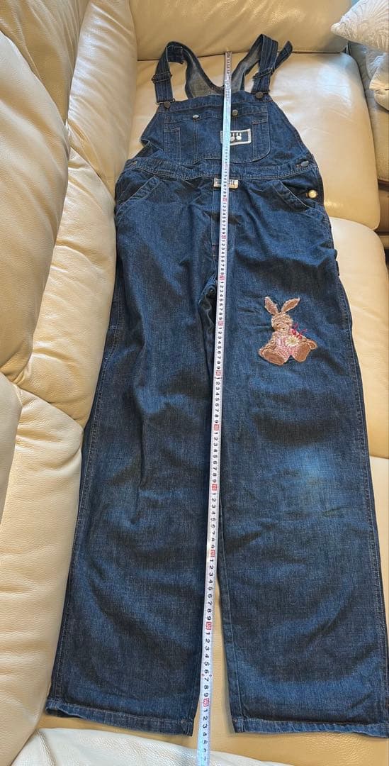 ピンクハウス　ウサギ刺繍 デニムオーバーオール　サロペット