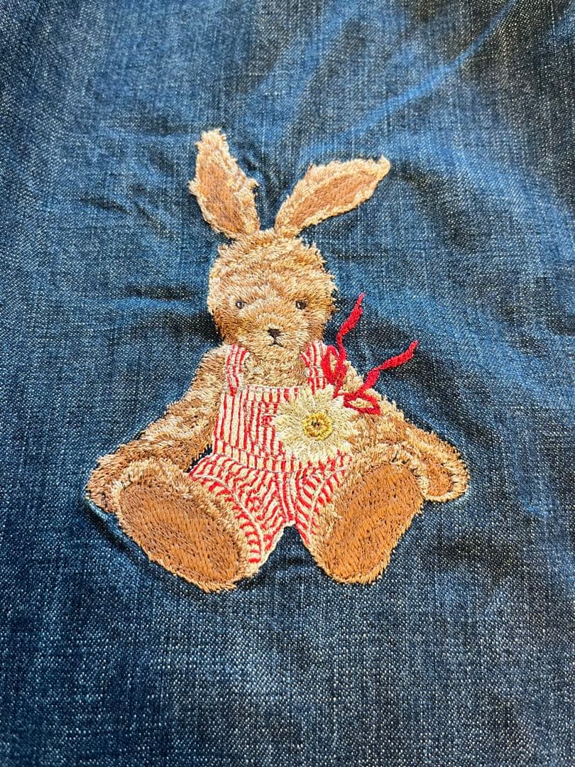 ピンクハウス　ウサギ刺繍 デニムオーバーオール　サロペット