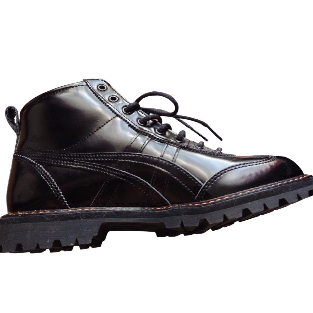 極美品　オニツカタイガー　メキシコリンカン黒レザー ハイカットブーツ23