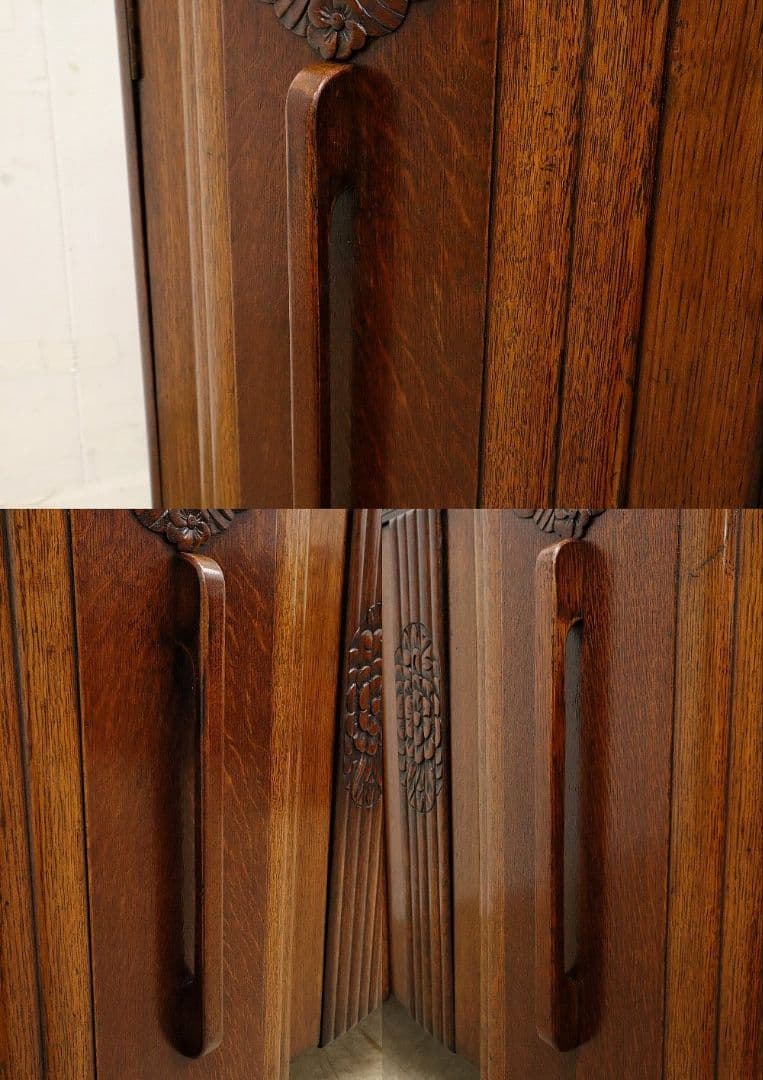英国アンティーク・オーク材 サイドボード・木彫刻・バルボスレッグ・アールデコ