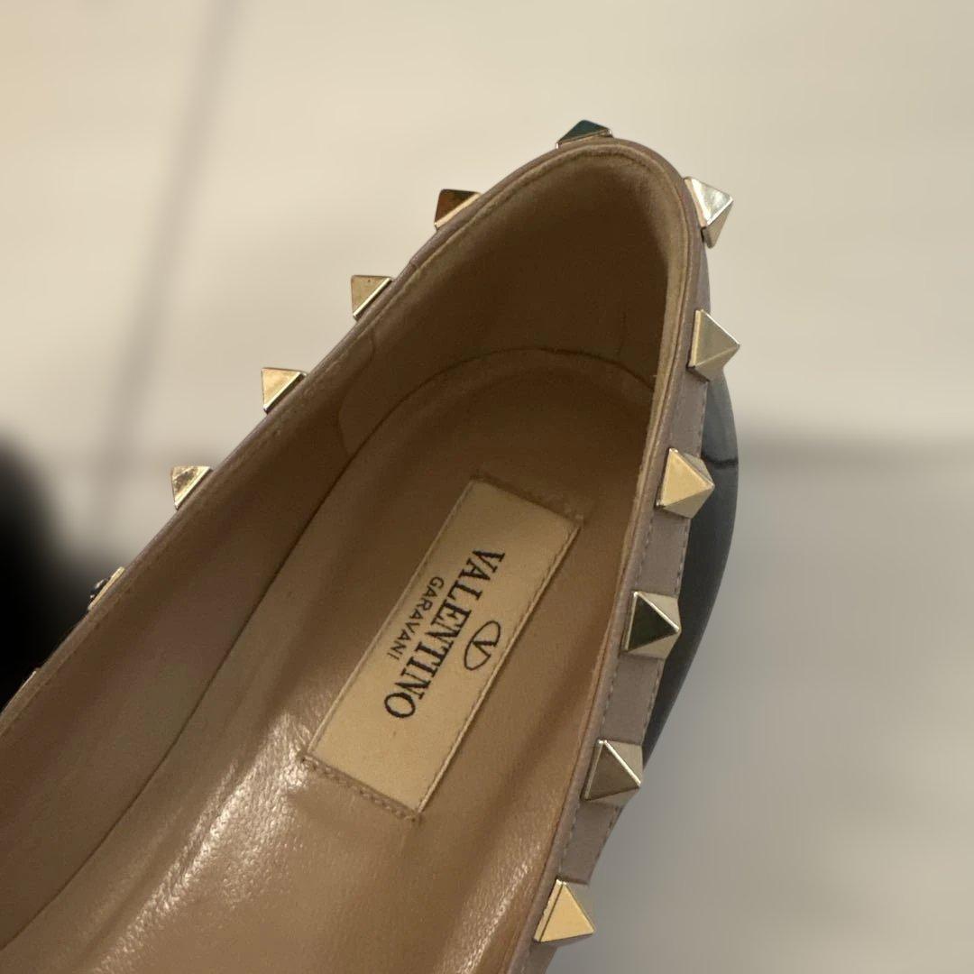 ヴァレンティノ VALENTINO スタッズ エナメルフラットシューズ 37