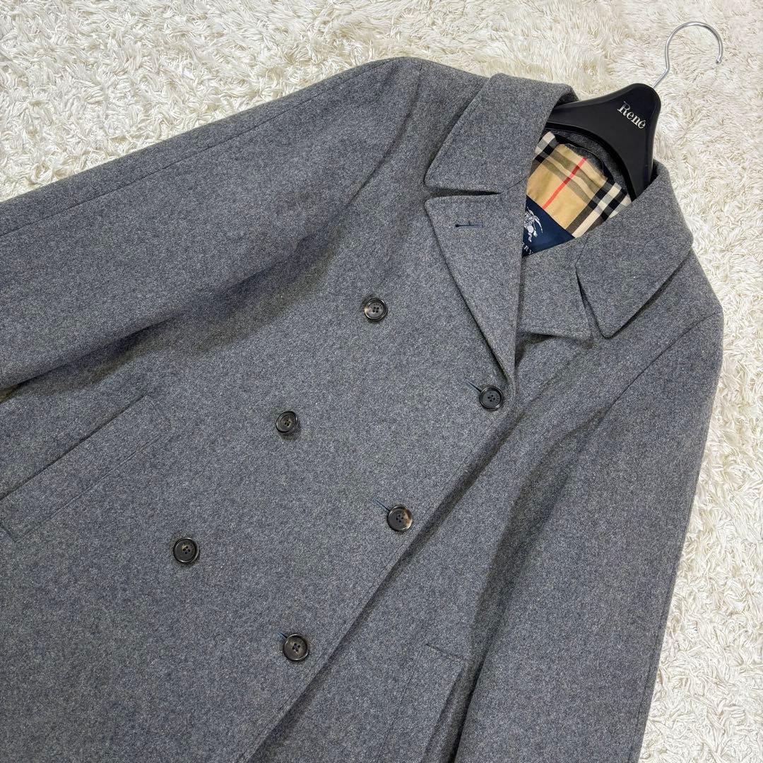 バーバリーロンドン　ノバチェック　イギリス製　ウール　ミドルコート　ダブル