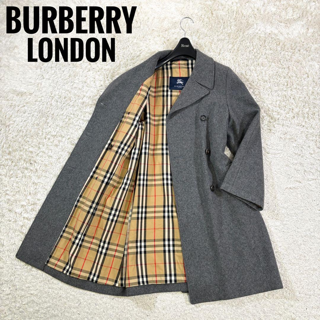 バーバリーロンドン　ノバチェック　イギリス製　ウール　ミドルコート　ダブル