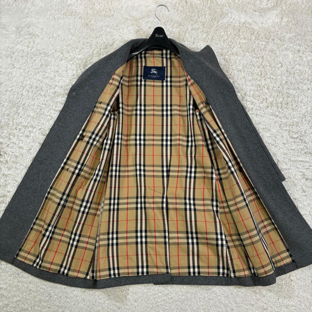 バーバリーロンドン　ノバチェック　イギリス製　ウール　ミドルコート　ダブル