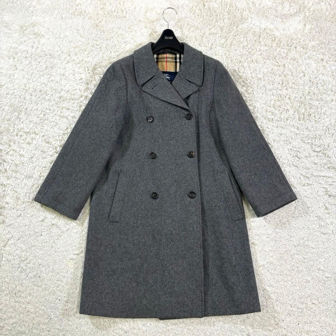 バーバリーロンドン　ノバチェック　イギリス製　ウール　ミドルコート　ダブル