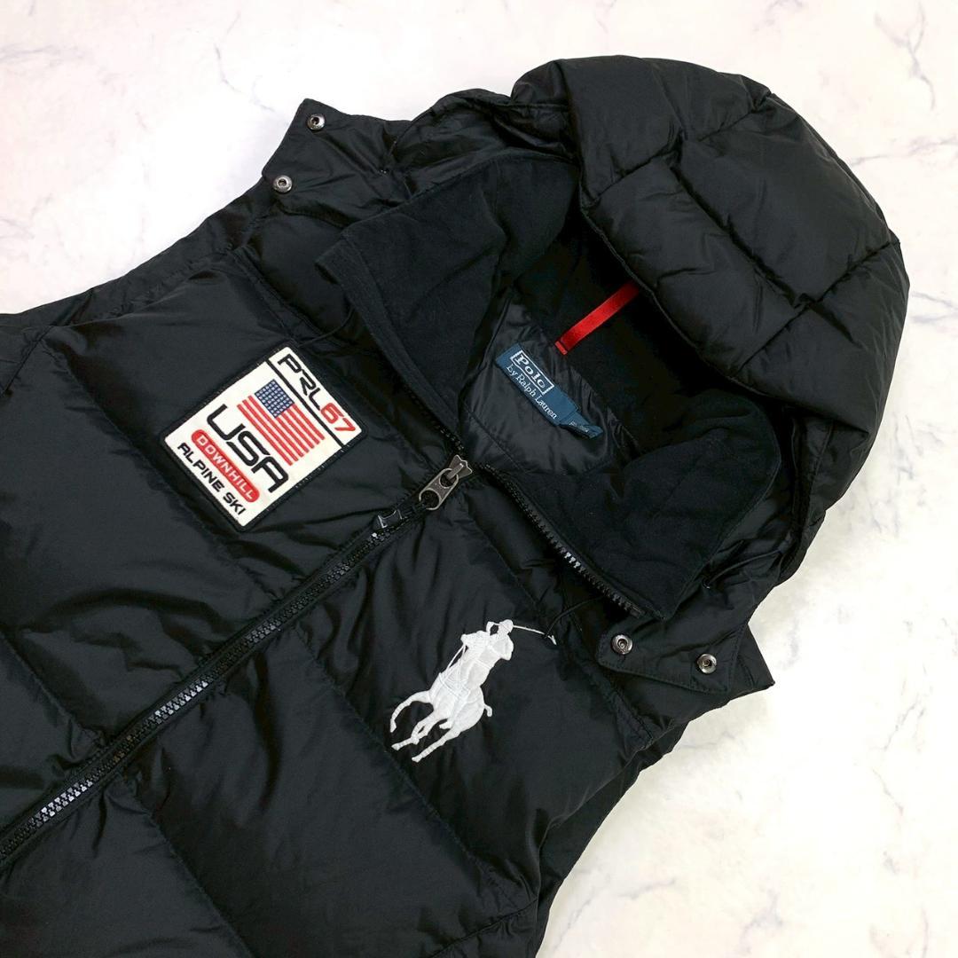 ポロラルフローレン ダウンベスト ビッグポニー 星条旗 ブラック L　E055