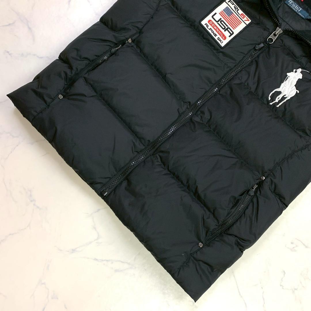 ポロラルフローレン ダウンベスト ビッグポニー 星条旗 ブラック L　E055