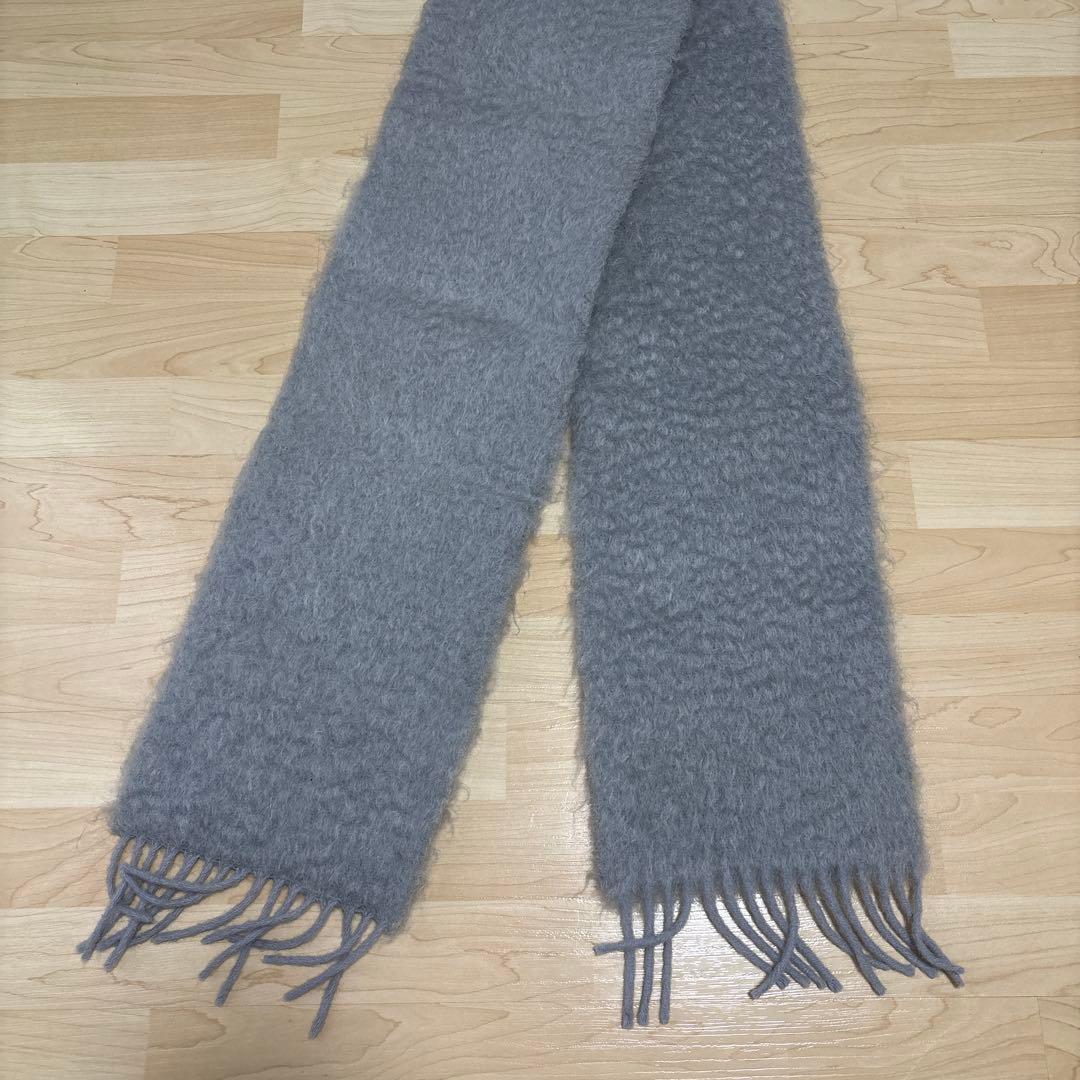 LOEWE グレー マフラー フリンジ付き