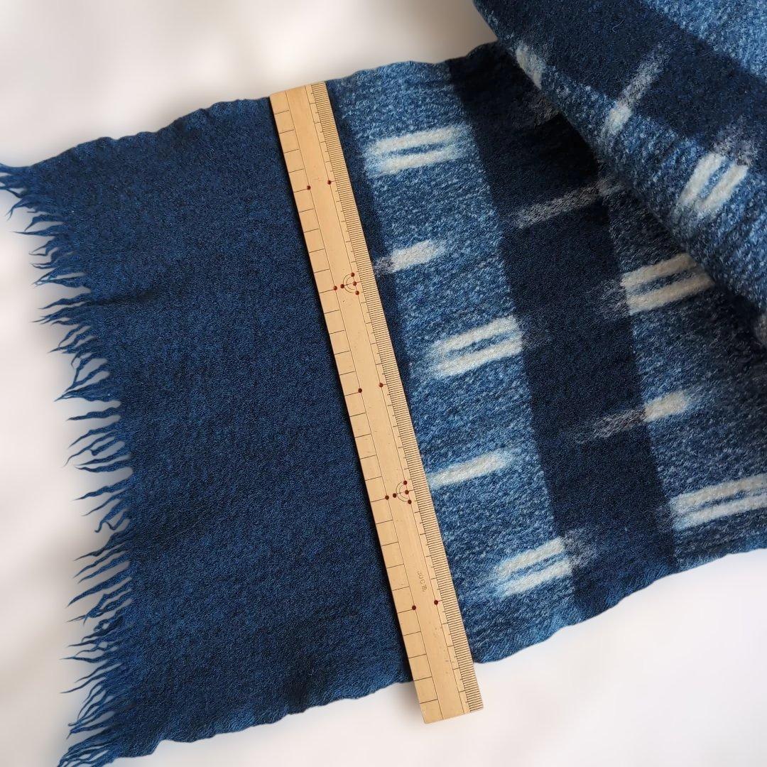 45R インドメリノカシミヤ 絣タータン ネイビー インディゴ